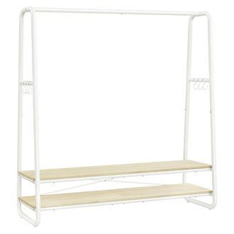 Vasagle Perchero con 2 estantes y 6 ganchos de acero de color beige y blanco