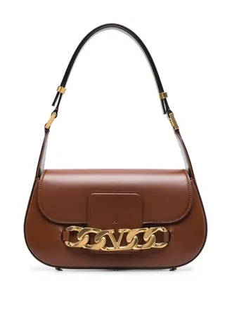 Valentino Garavani VLogo leather shoulder bag - women - Calf Leather/Lambskin/Calf Leather/Metal - OS - Brown