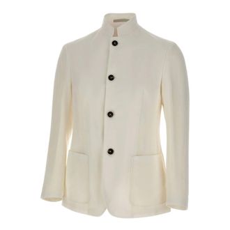 Eleventy Light Jackets, male, White, Size: S Linen Blend Blazer