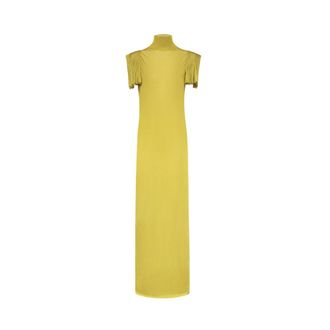 Alaia Godet Dress - female - Ala&iuml;a - Knitted Dresses - Green - XS - Dresses
