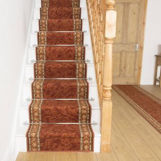 Runrug Stair Runner Carpet - Durable, Non-Slip, 5.4mm - Cheops in Terracotta | Size: 120 cm x 570 cm