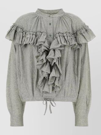 Dries Van Noten hunver cotton blouse long sleeves drawstring