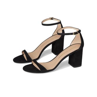 Stuart Weitzman Nudist SJ981BLK Sandal Women Black Suede Block Heel ZOGG3488
