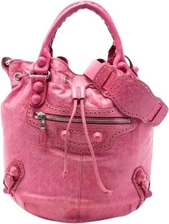 Balenciaga Pre-owned Bucket Bags, female, Pink, Size: ONE SIZE Pre-owned Leather Bucket Bag