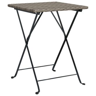 vidaXL Mesa De Cafeter&iacute;a Plegable Rat&aacute;n Sint&eacute;tico Gris 55x54x71 Cm Vidaxl