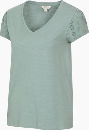 Mountain Warehouse Womens Mountain Warehouse Womens/Ladies Malaga Broderie Sleeve T-Shirt - Green - Size: 16
