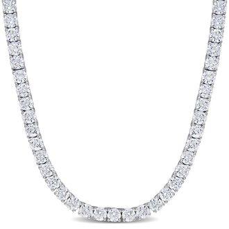 Amour 46 1/3 CT TGW Cubic Zirconia Tennis Necklace In Sterling Silver
