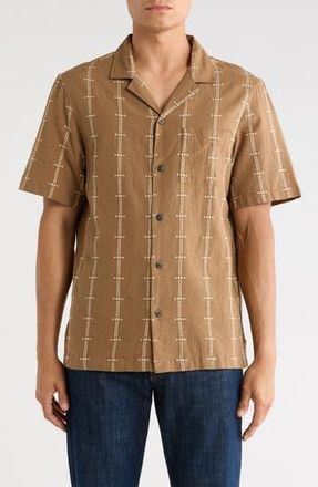 Lucky Brand Embroidered Cotton Camp Shirt in Shitake at Nordstrom Rack, Size Xx-Large