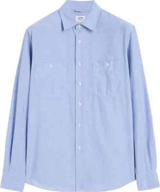 Aspesi Casual Shirts, male, Blue, Size: L Cotton Poplin Shirt