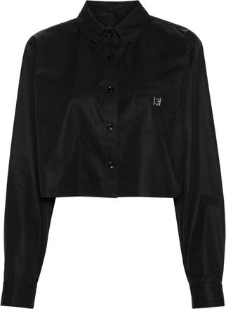 Givenchy 4G-plaque cropped shirt - women - Cotton - 34 - Black
