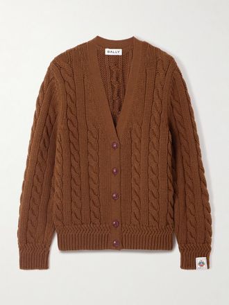 Bally Cardigan In Lana A Trecce - Marrone