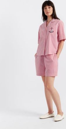 Chinti and Parker Snoopy Anchor Short Cotton Co-Ord in Red/white at Nordstrom, Size 12