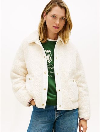 Tommy Hilfiger Womens Teddy Fleece Jacket - White - L