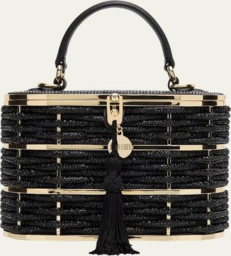 Judith Leiber Willow Woven Crystal Basket Top-Handle Bag