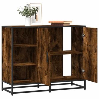 Berkfield Home Sideboard Smoked Oak 92x35x76 cm Engineered Wood in Brown | Size: 92 x 35 x 76 cm