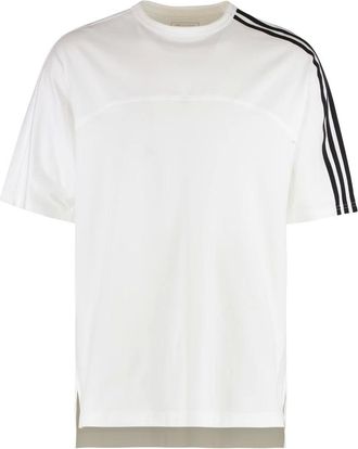 Yohji Yamamoto T-Shirts, male, White, S, Cotton Crew-Neck T-Shirt with Side Slits