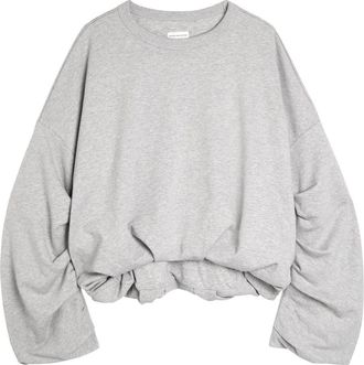 Dries Van Noten Hannett Gathered Boxy Cotton Sweatshirt - Grey - S (UK8-10 / S)