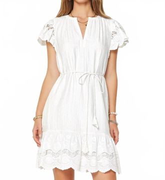 Current Air Crinkle Textured Lace Mini Dress In White
