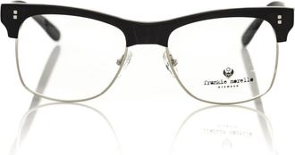 Frankie Morello Zwarte Clubmaster Bril met Metalen Frame - unisex - Brillen - Zwart - ONE Size - Accessoires