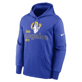 Nike Mens Los Angeles Rams Mens Nike Therma NFL Pullover Hoodie in Blue | NKAQ4NP95-9YE