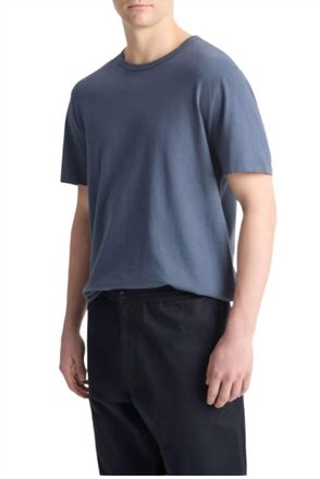 Vince Mens Garment Dye Crew Neck T-Shirt In Blue