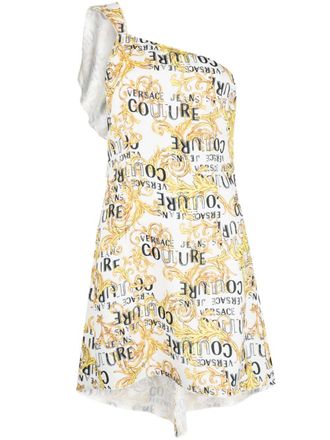Versace Jeans Couture logo-print one-shoulder dress - women - Polyester - 44 - White