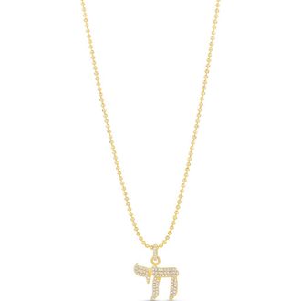 SHYMI Pav&eacute; Cubic Zirconia Chai Pendant Necklace in Gold at Nordstrom, Size 16