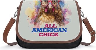 Generic 4th of July Chicken U.S. Womens Crossbody Bag Fashion Shoulder Handbags Message Tote Bag with Adjustable Strap