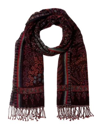 Saachi Saachi Floral Reversible Tassel Wool-Blend Scarf