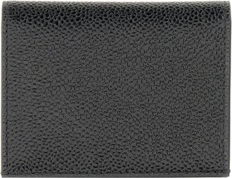 Thom Browne Textured Black Calf Leather Cardholder With Striped Interior