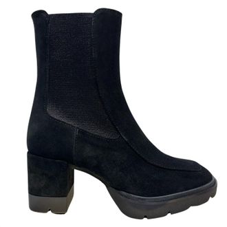 Homers Womens Sharon Heeled Ankle Suede Boot In Crosta Negro