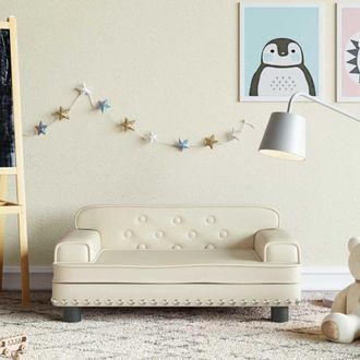 vidaXL Sof&aacute; Para Ni&ntilde;os De Cuero Sint&eacute;tico Crema 70x45x30 Cm Vidaxl