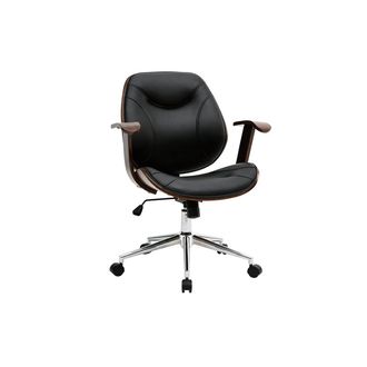 Miliboo Miliboo - Silla De Escritorio Moderna Negro Y Madera Oscura Yorke