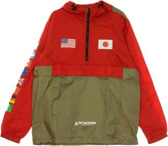HUF Flags Anorak Jas Cyber Rood - Heren - Zomerjassen - Veelkleurig - XL - Jassen
