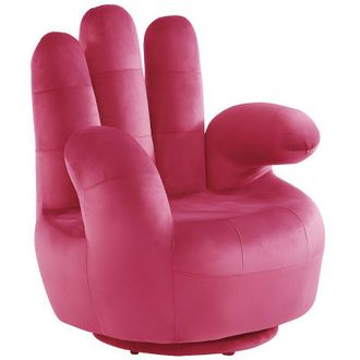 Vente-Unique Poltrona a forma di mano girevole in velluto Fucsia - CATCHY