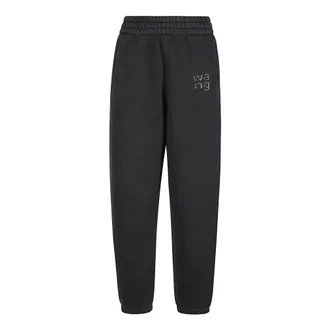 Alexander Wang Sweatpants, female, Black, Size: XS Crystal Hotfix Logo Sweatpant