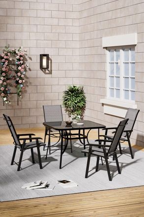 Living and Home 4-Seater Outdoor Garden Dining Set in Black