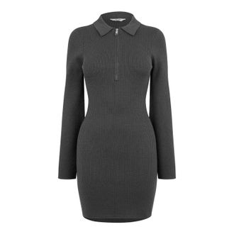 Jack Wills Mini-shirtjurk met ritskraag voor dames (Grijs)