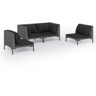 vidaXL 4 Pcs Conj. Garden Lounge Con Cojines Mimbre Pe Gris Gris - 345477
