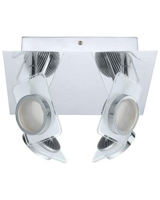 Eglo Eglo Tinnari 4 Light Integrated Led Track Light With Chrome Finish & Chrome With Clear Glass Adjustable Lamp Heads
