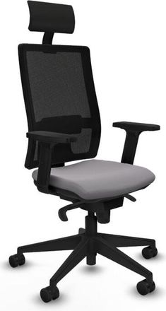 Piqueras y Crespo Horna sincro malla negra similpiel gris brazos 2D base piramidal cabecero fijo ruedas 65mm nailon