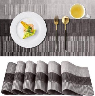 OEM Juego De 6 Manteles Individuales De 30 X 45 Cm, Antideslizantes, Impermeables Y Resistentes Al Aceite, Fabricados En Pvc Resistente Al Calor