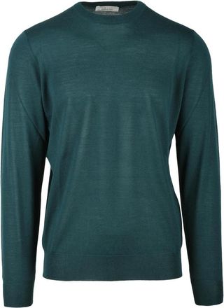 FILIPPO DE LAURENTIIS Merino Wol Ronde Hals Trui - Heren - Ronde hals truien - Groen - L - Wol - Truien & Vesten