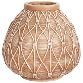 Beliani Beliani - Jarr&oacute;n Boho De Magnesio Florero Interior Exterior Marr&oacute;n Claro Domokos