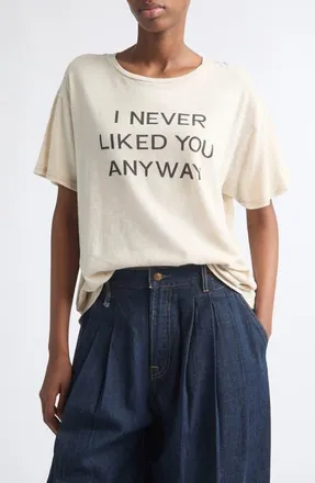 R13 I Never Like You Anyway Cotton & Cashmere Boyfriend T-Shirt in Acid Khaki Stone at Nordstrom, Size X-Large