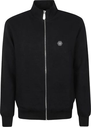 Philipp Plein Giacca Tuta Jacquard Monogram - - Sweatshirts & Hoodies - Uomo - Nero - L