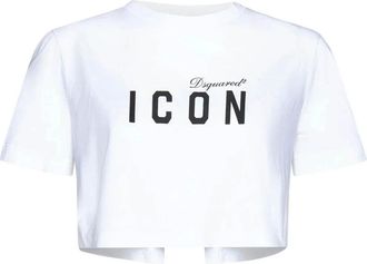 Dsquared2 T-Shirts, female, White, Size: M Icon Short Sleeve T-Shirts Made in Italy