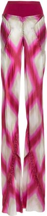 Rick Owens abstract-print flared trousers - women - Cupro/Cotton/Polyamide - 46 - Pink