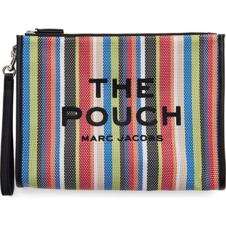 Marc Jacobs The Large Stripe Mesh Pouch in Red Multi at Nordstrom