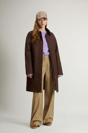 Woolrich donna Cappotto in Ramar Cloth con colletto in velluto Marrone Taglia XXS